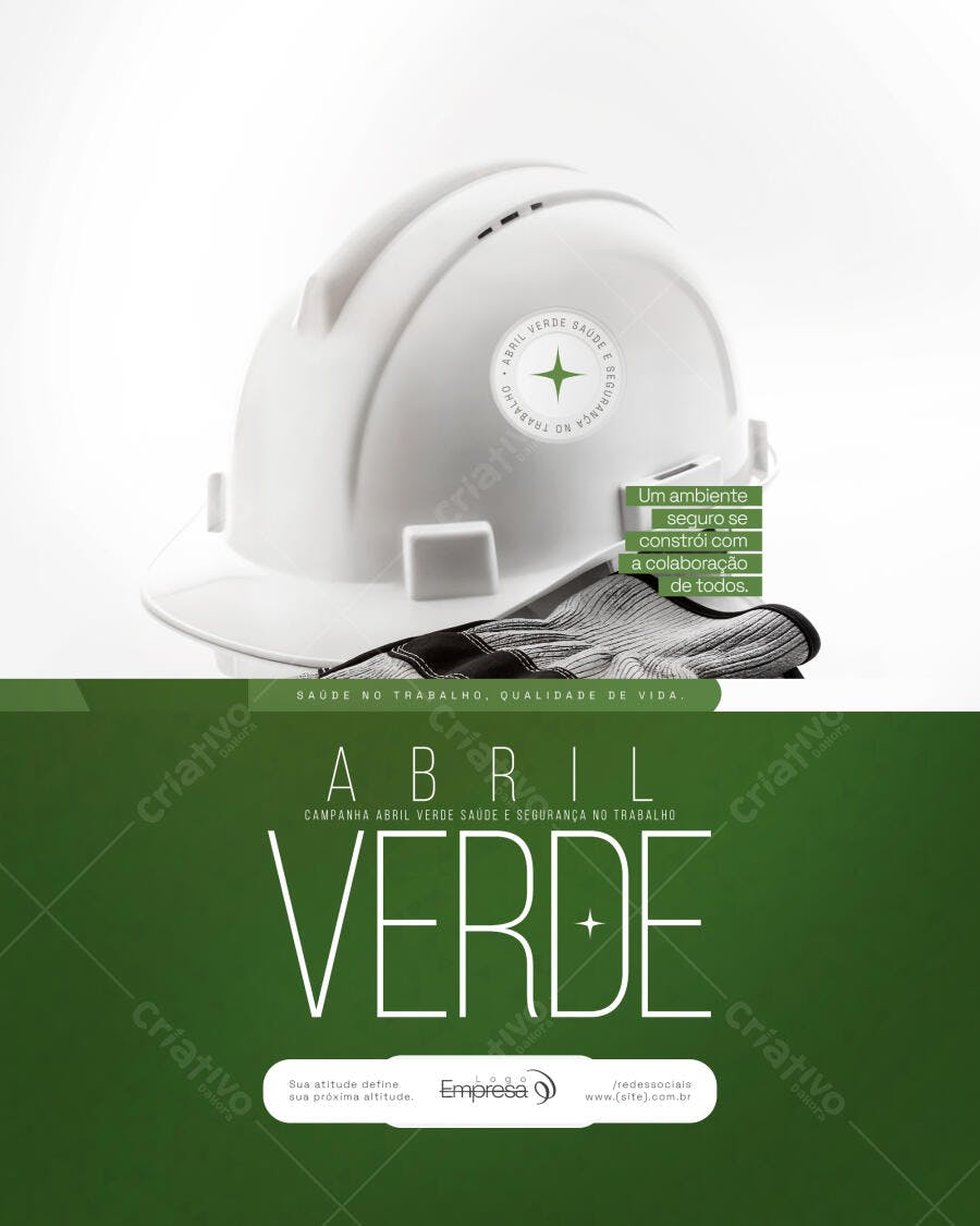 Post Instagram Abril Verde Segurança Trabalho PSD Editável