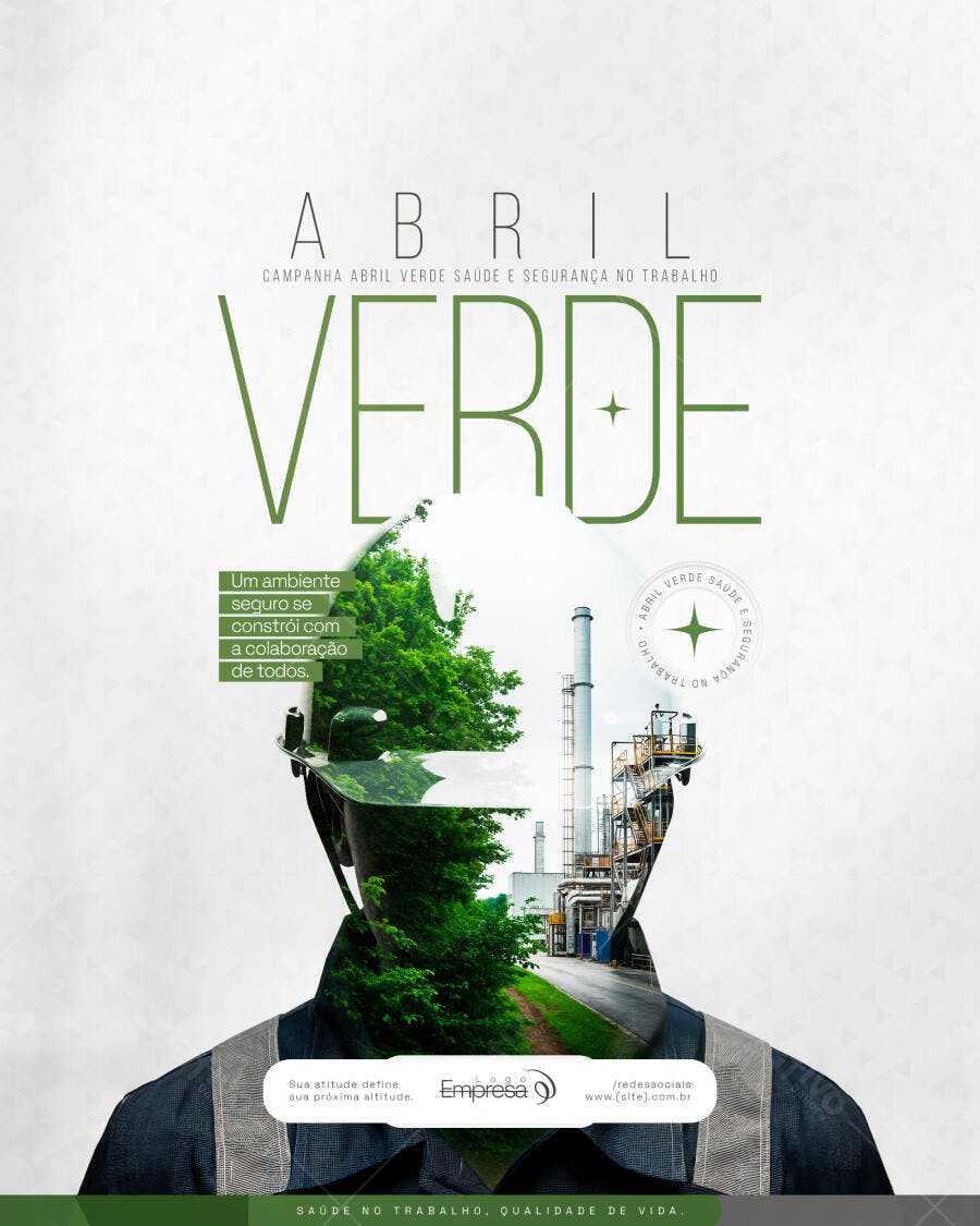 Post Instagram Abril Verde Saúde e Segurança PSD Editável