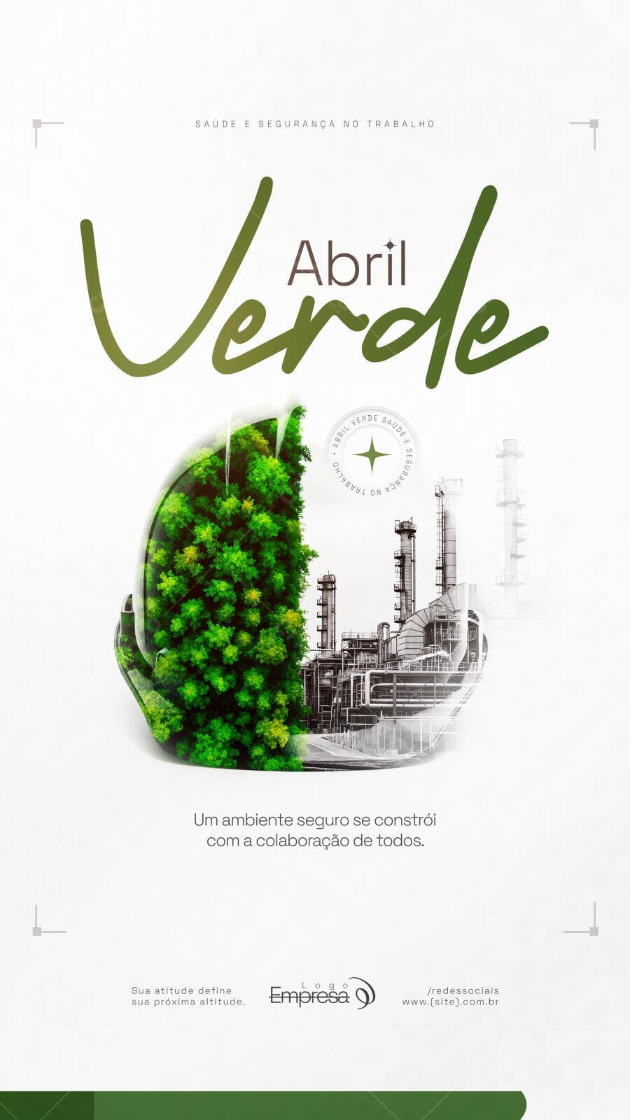 Post Instagram Abril Verde Segurança Trabalho PSD Editável