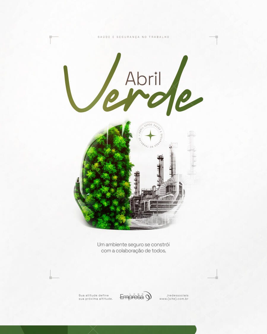 Post Abril Verde Segurança Trabalho PSD Editável