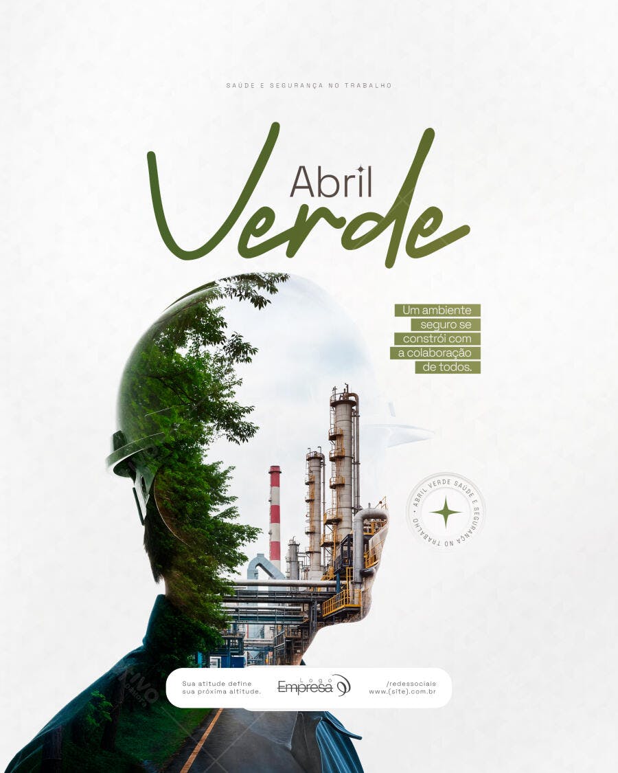 Post Abril Verde Segurança Trabalho PSD Editável