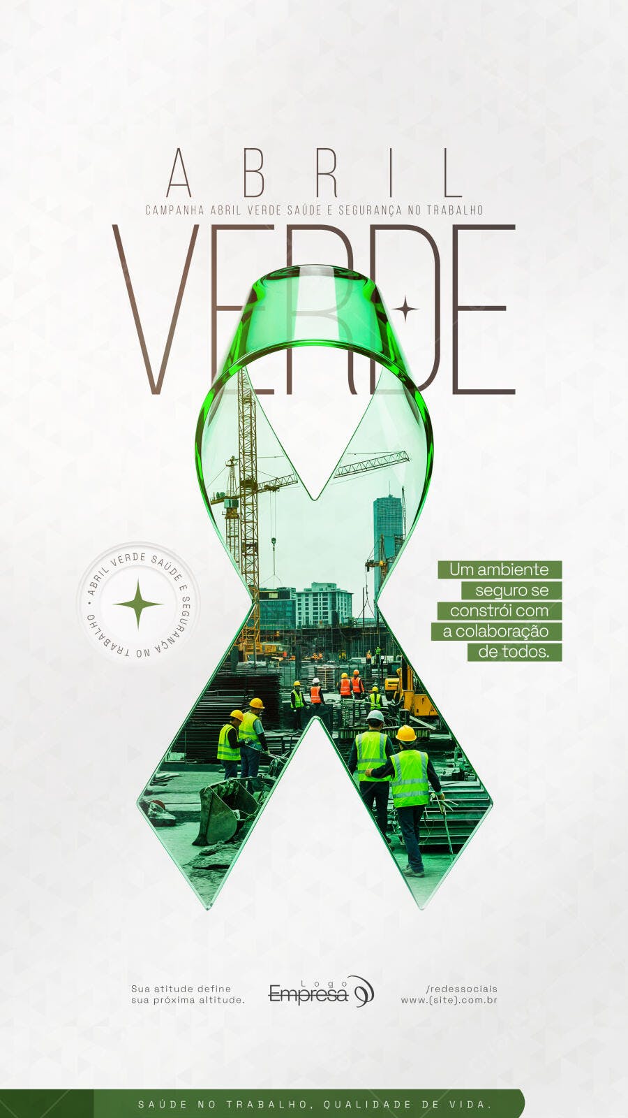 Post Abril Verde Saúde Segurança Trabalho PSD Editável