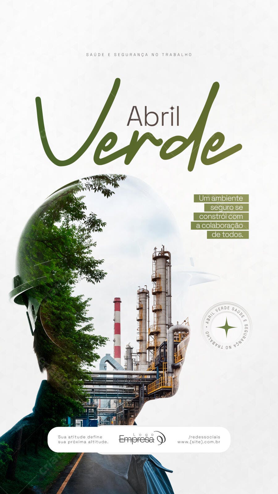 Post Instagram Abril Verde Saúde e Segurança PSD Editável