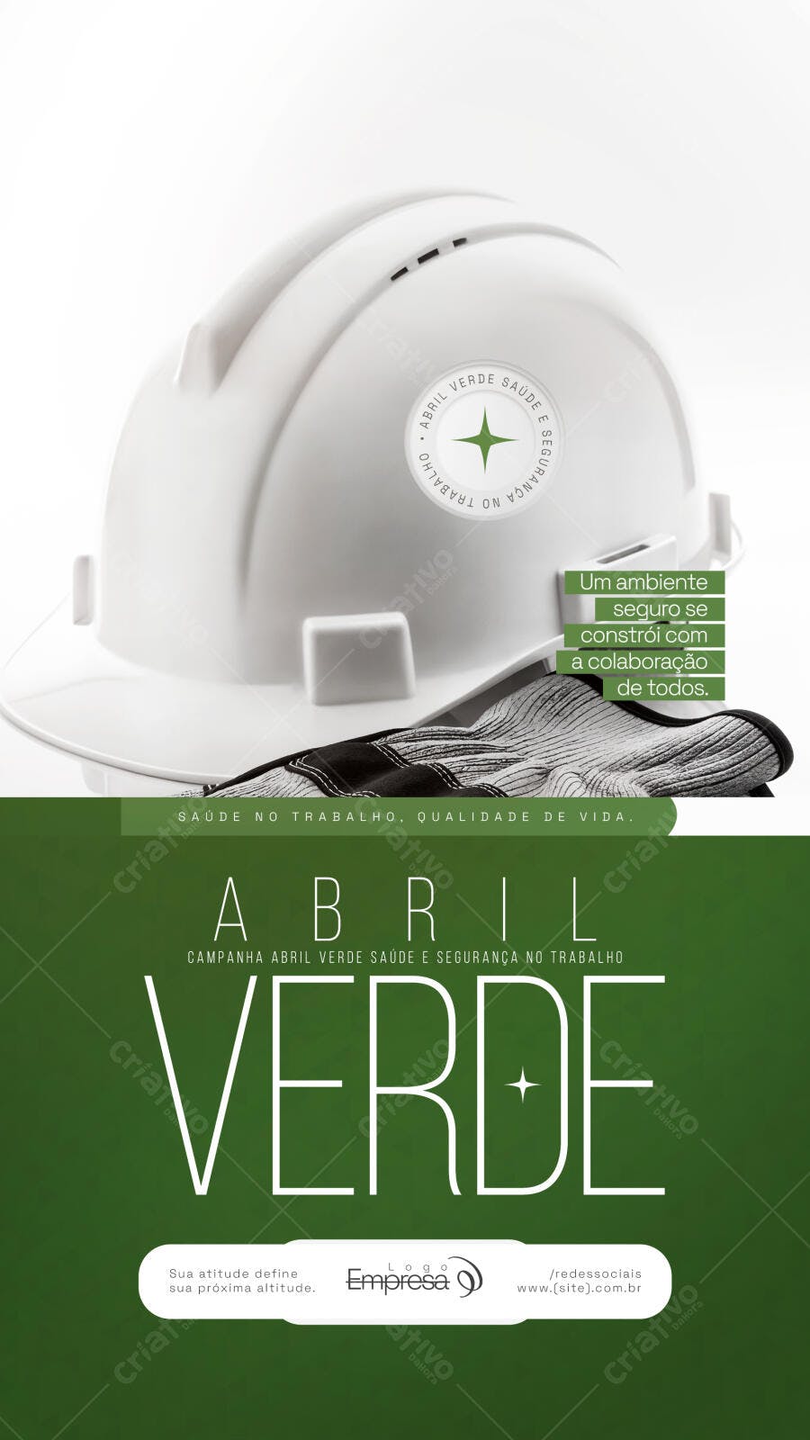 Post Abril Verde Saúde e Segurança Trabalho PSD Editável