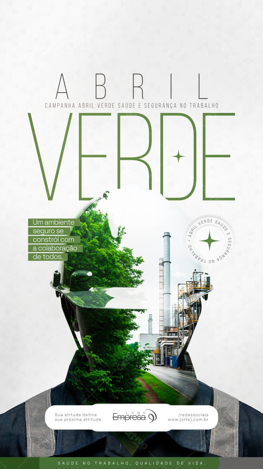 Post Instagram Abril Verde Saúde e Segurança no Trabalho PSD Editável