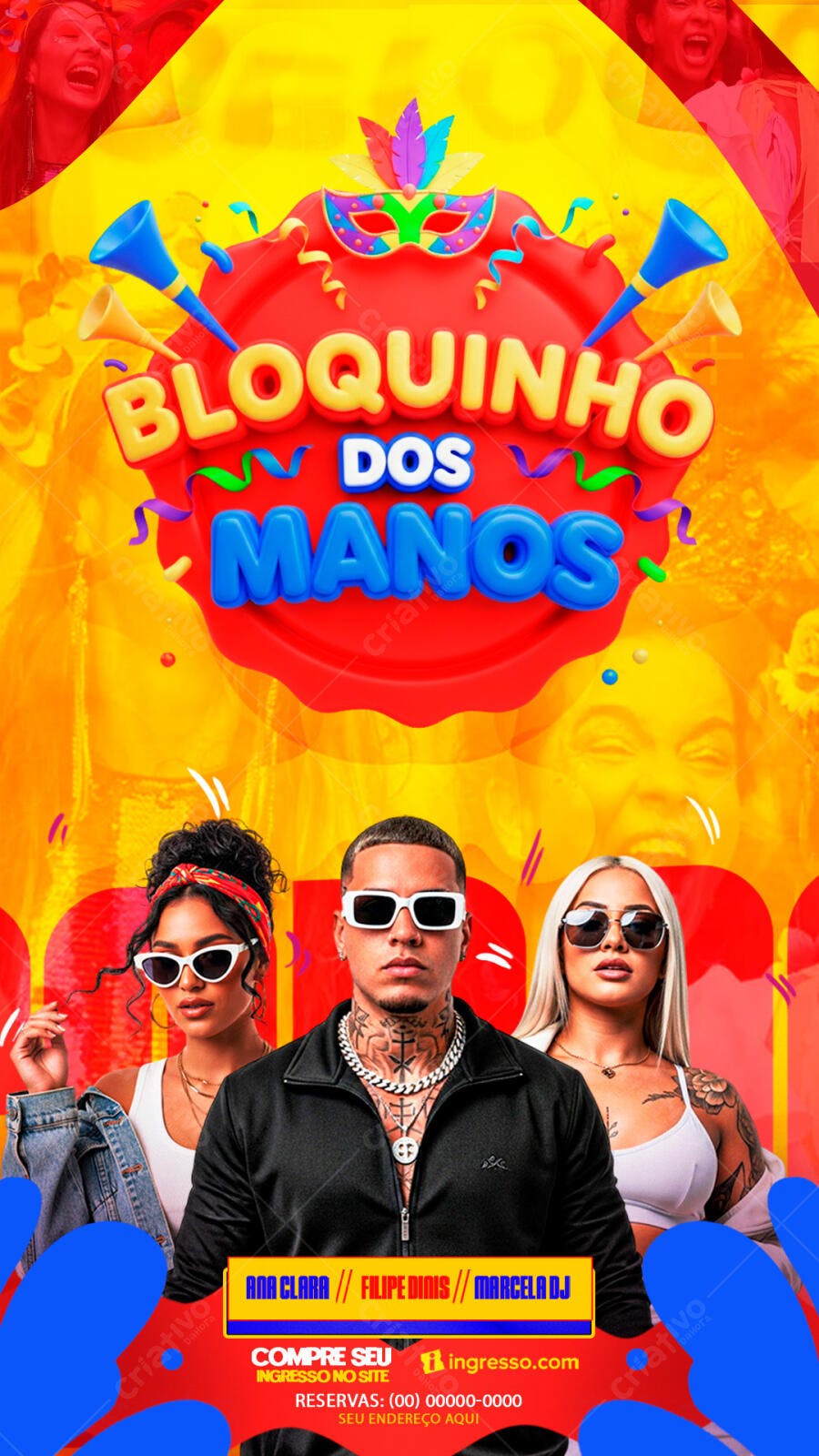 Story Instagram Bloquinho dos Manos Carnaval PSD Editável