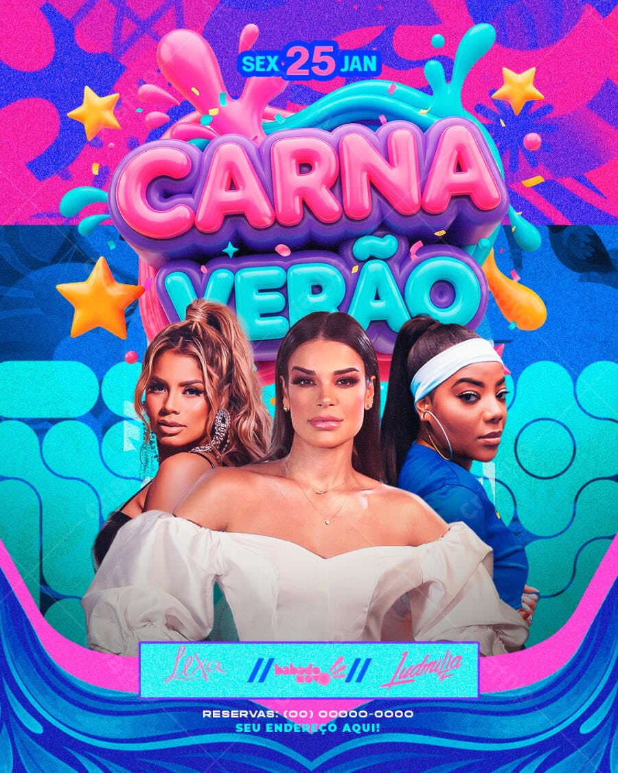 Flyer Carnaverão Pré-Carnaval Janeiro PSD Editável
