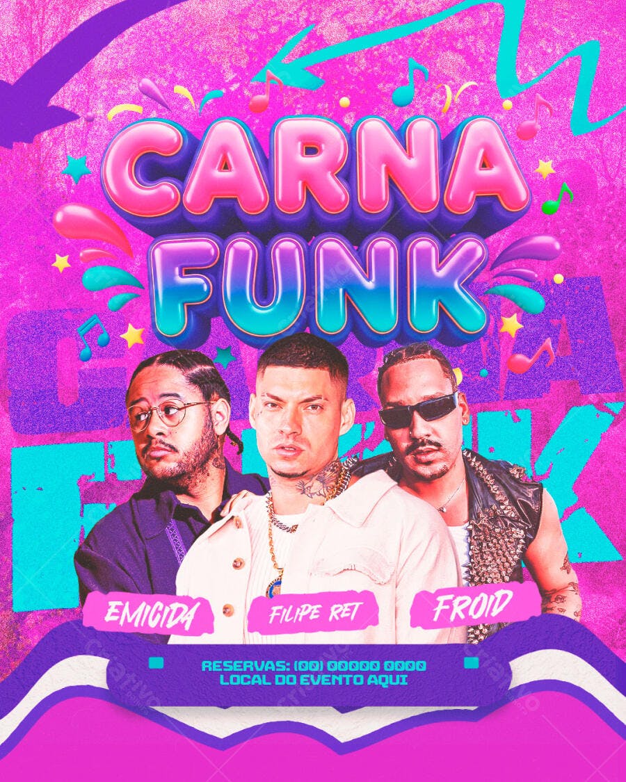 Flyer Carnafunk Carnaval Fevereiro PSD Editável