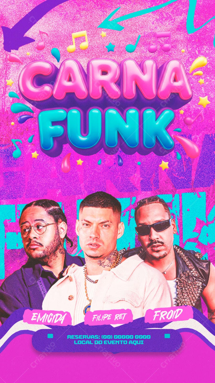 Story Instagram Carnafunk Carnaval Evento PSD Editável