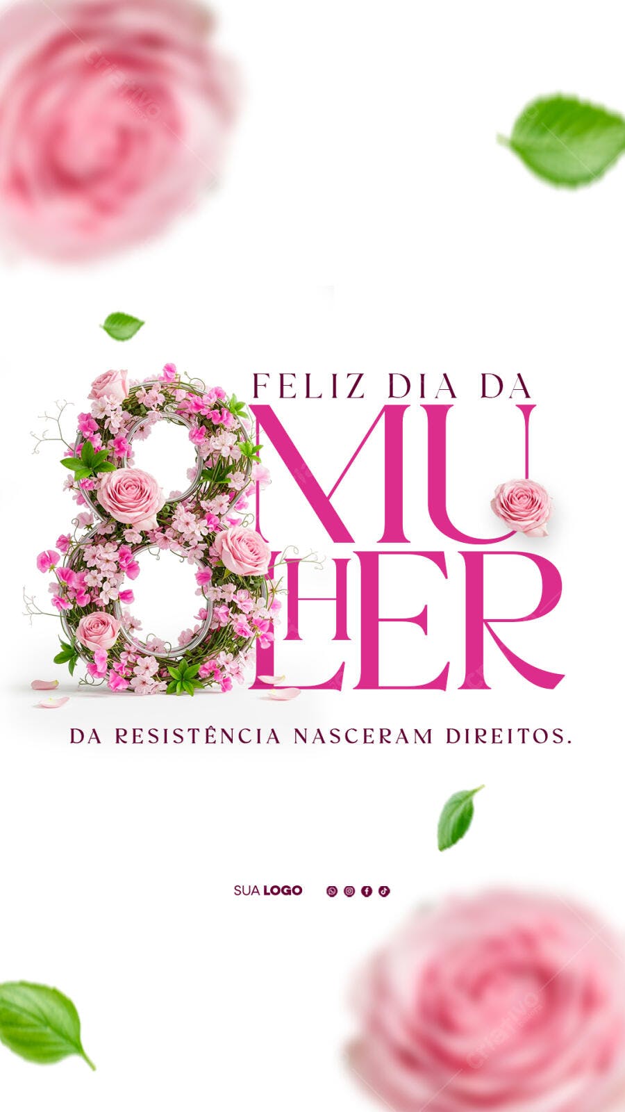 Story Dia Internacional da Mulher 8 de Março PSD Editável
