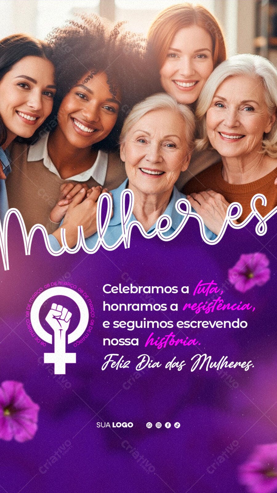 Story Instagram Dia da Mulher 8 de Março PSD Editável