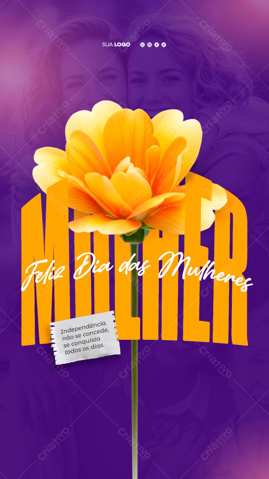 Story Dia da Mulher 8 de Março Flor Amarela PSD Editável