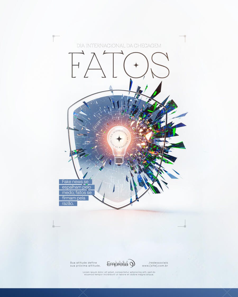 Post Dia Internacional da Checagem Fatos PSD Editável