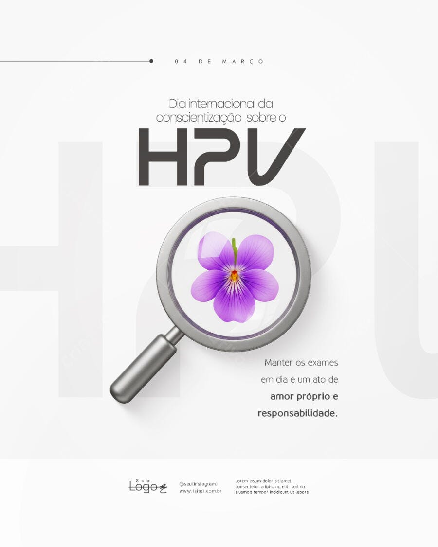 Post Instagram Dia Conscientização HPV Março PSD Editável