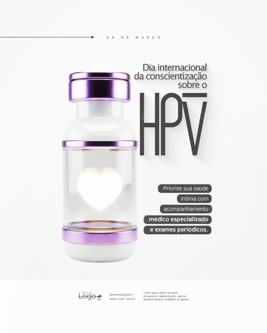 Post Instagram Dia da Conscientização HPV Março PSD Editável