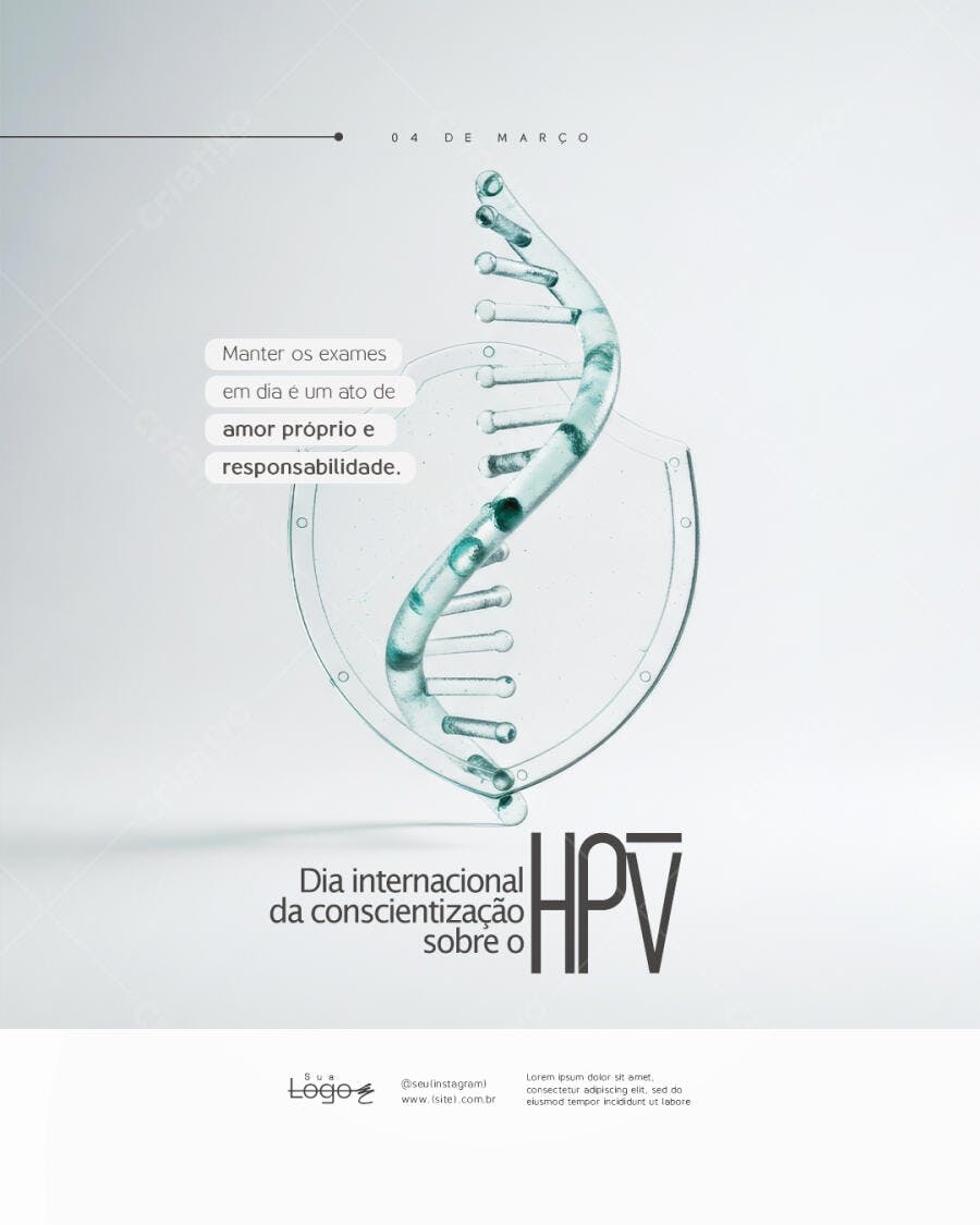 Post Instagram Dia Internacional Conscientização HPV Março PSD Editável