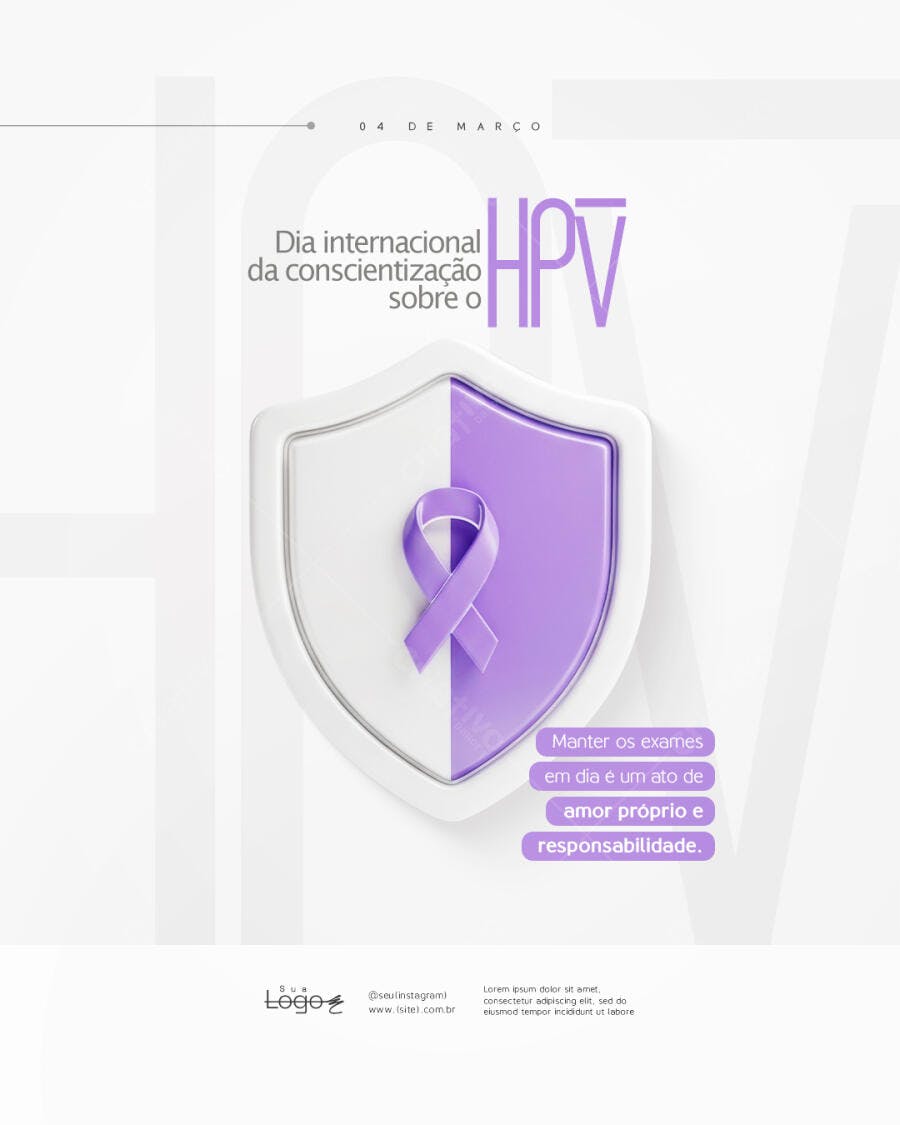 Post Instagram Dia Conscientização HPV Março PSD Editável