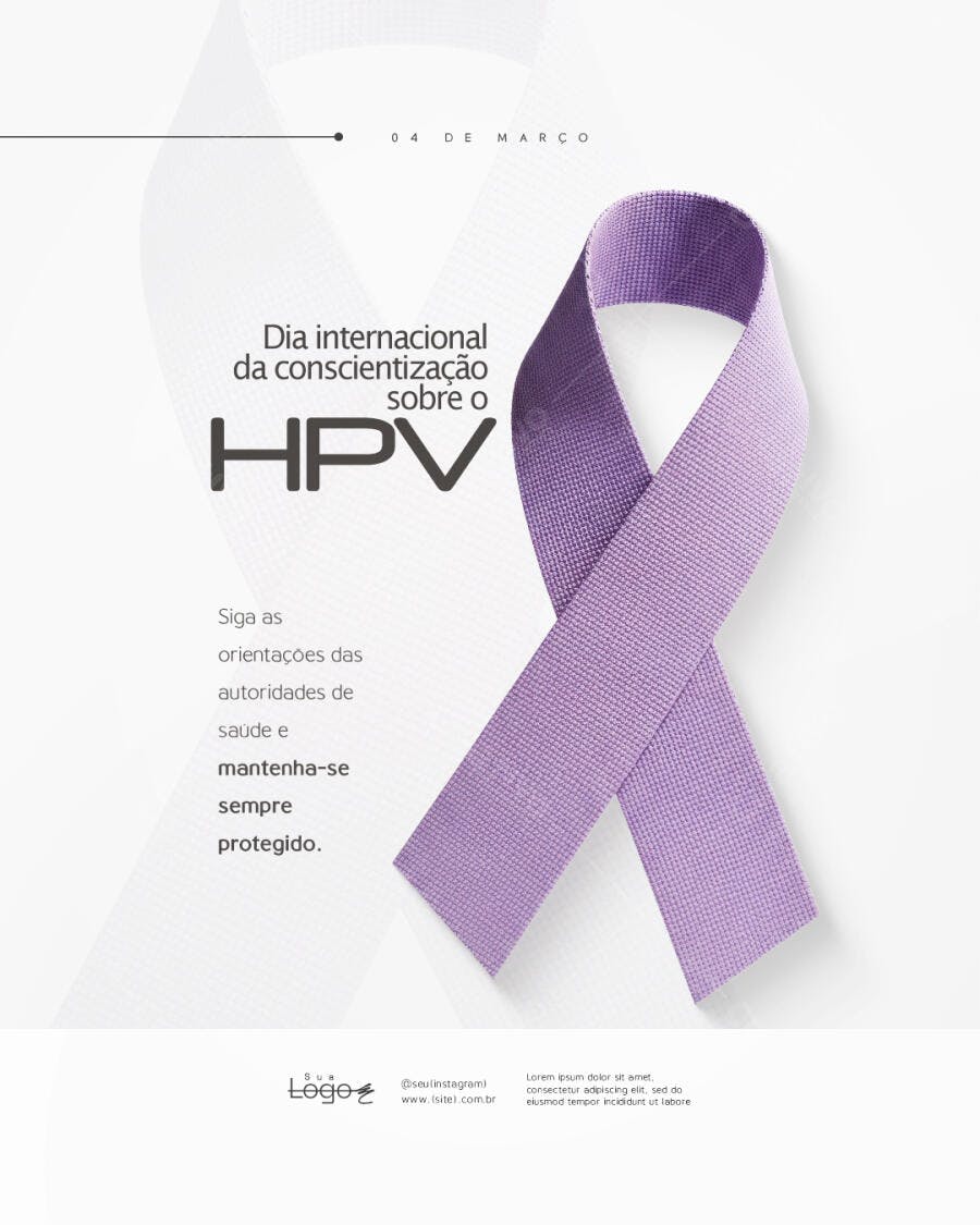 Post Instagram Dia Conscientização HPV Março PSD Editável