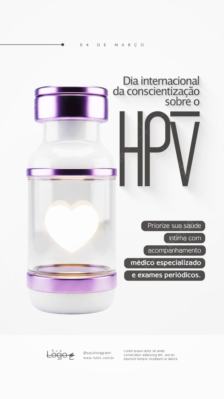 Story Instagram Conscientização HPV Saúde Março PSD Editável