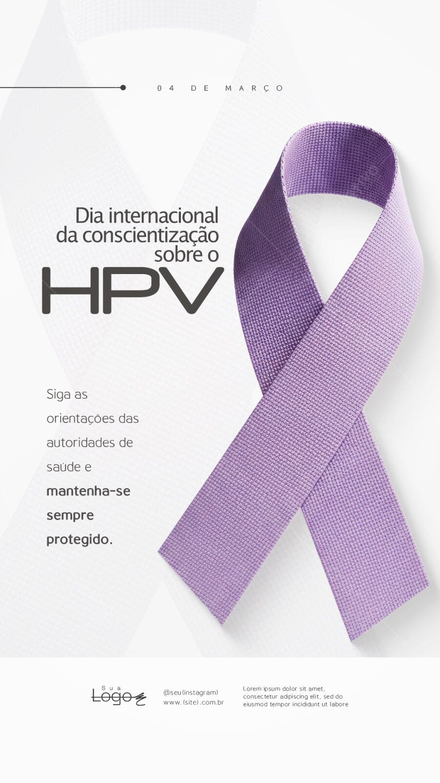 Story Instagram Dia Conscientização HPV Março PSD Editável
