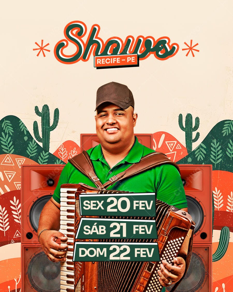 Flyer Shows Recife Fevereiro Sanfona PSD Editável