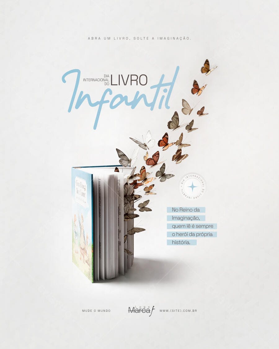 Post Dia Internacional do Livro Infantil PSD Editável