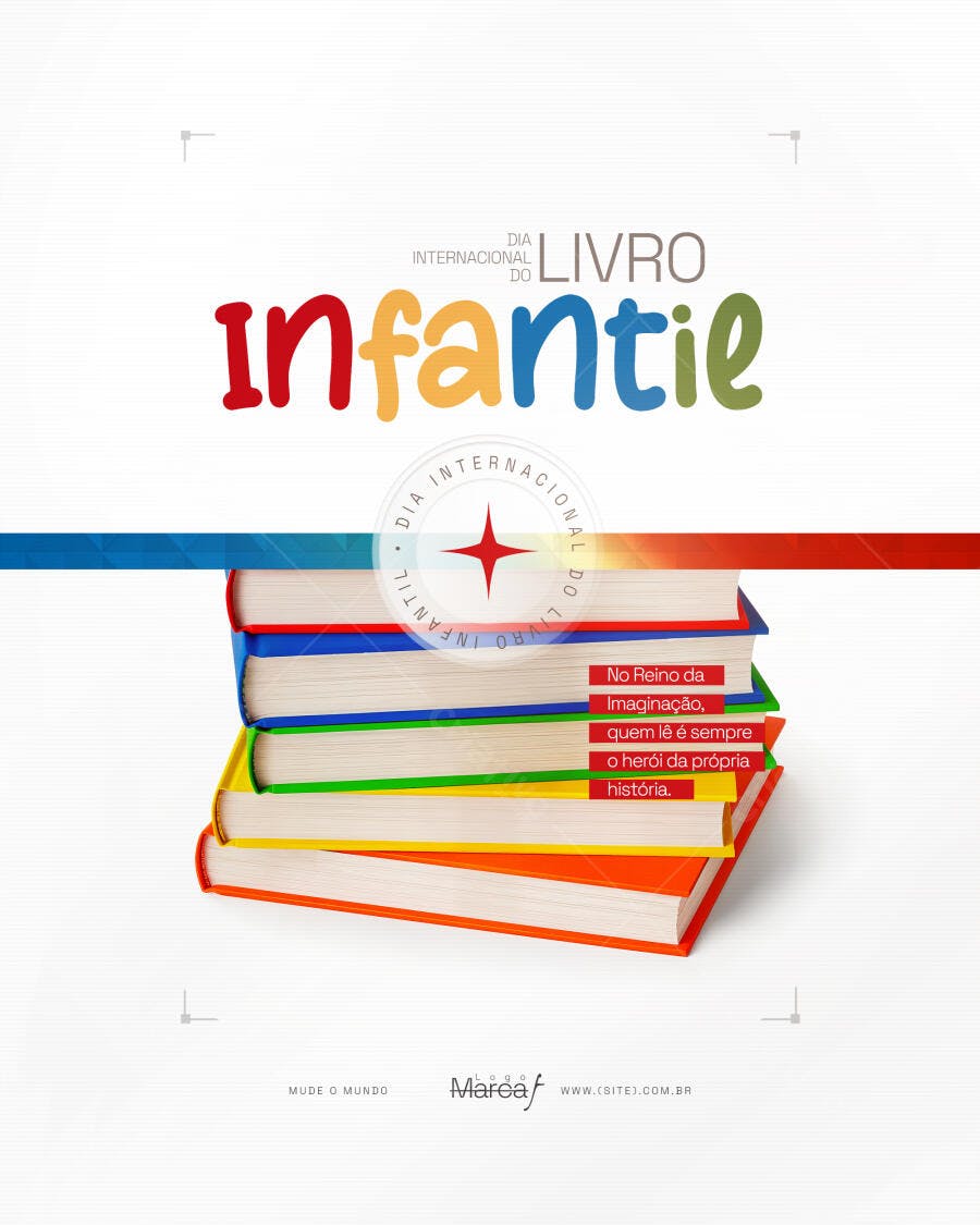 Post Dia Internacional do Livro Infantil PSD Editável