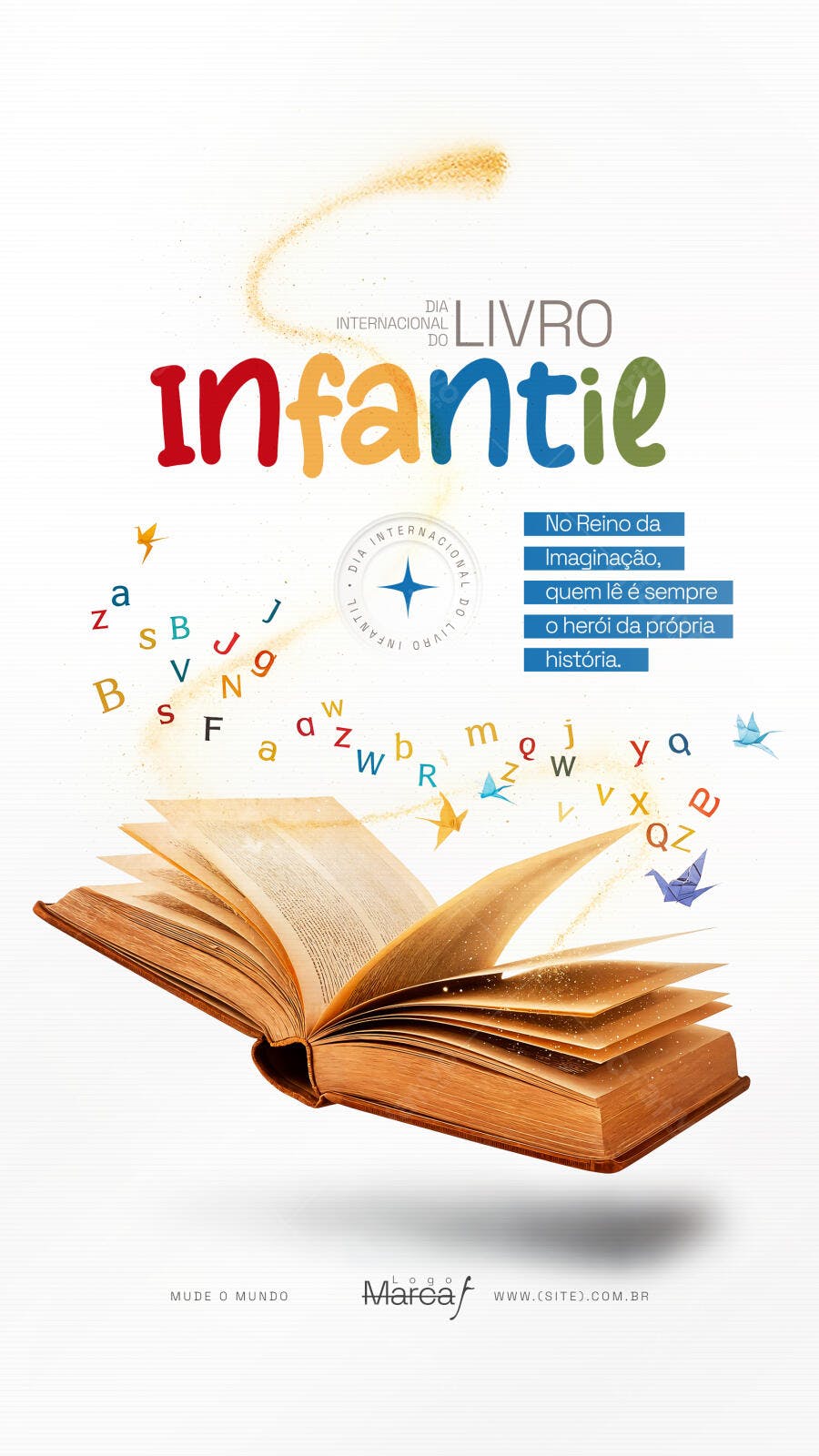 Post Dia Internacional do Livro Infantil PSD Editável
