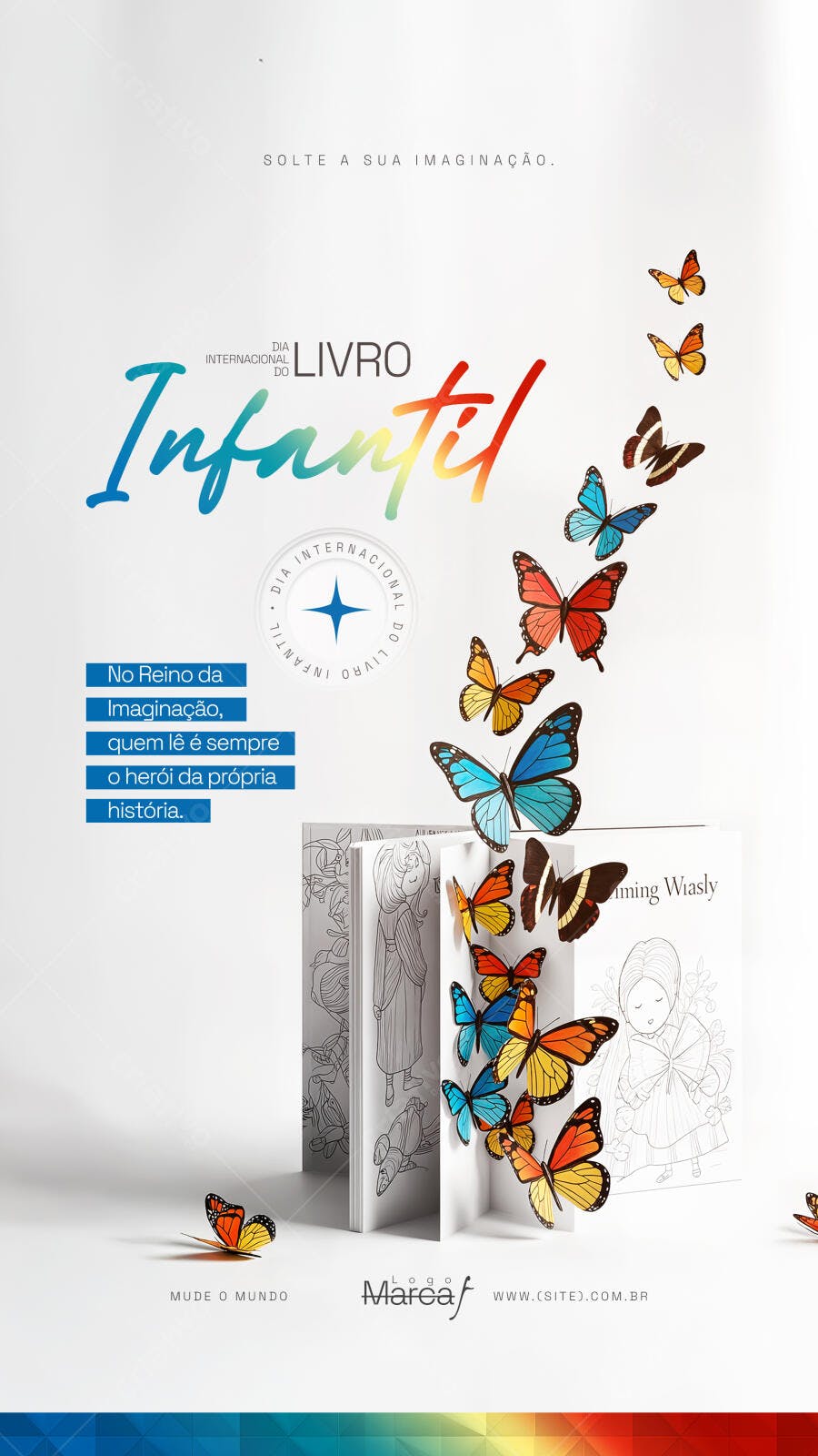 Post Dia Internacional do Livro Infantil PSD Editável