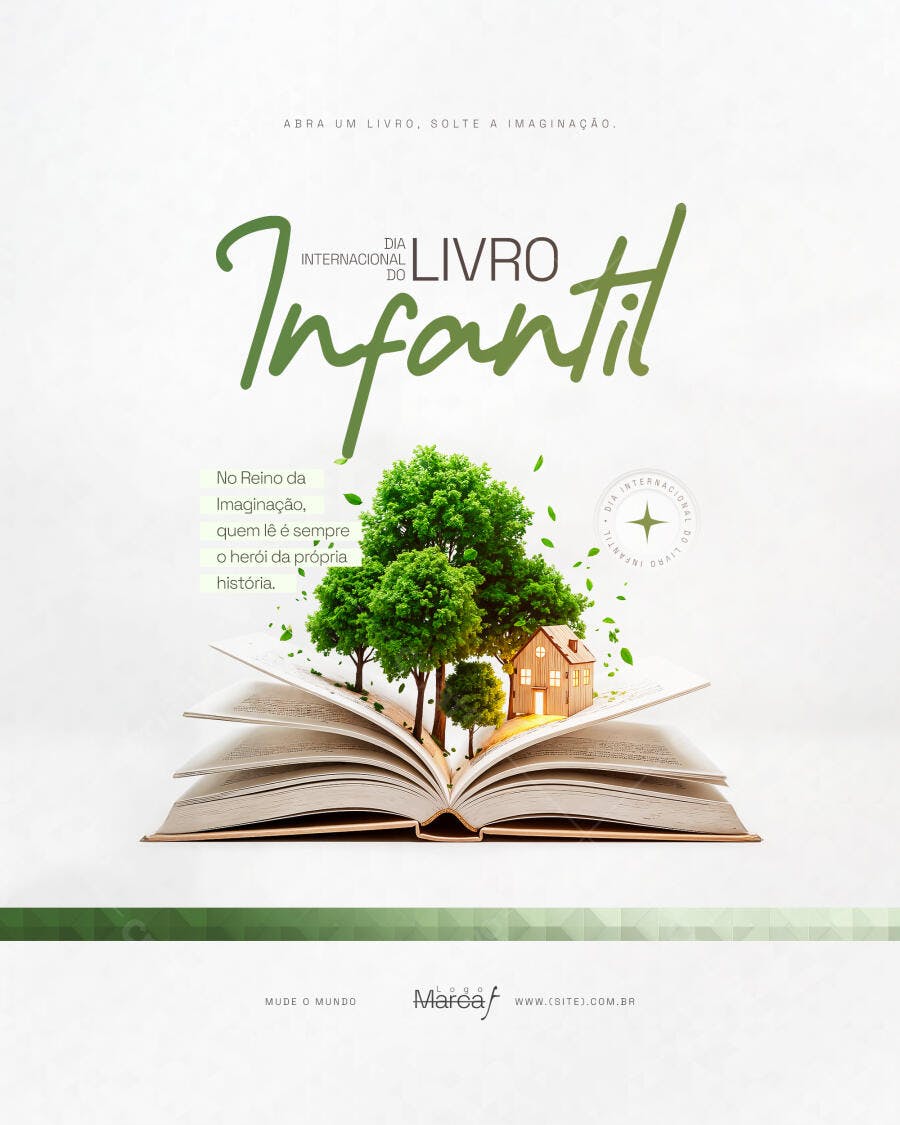 Post Dia Internacional do Livro Infantil PSD Editável