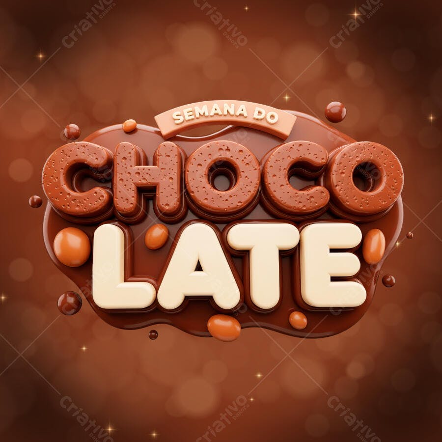 Selo 3D Semana do Chocolate Efeito Líquido PNG