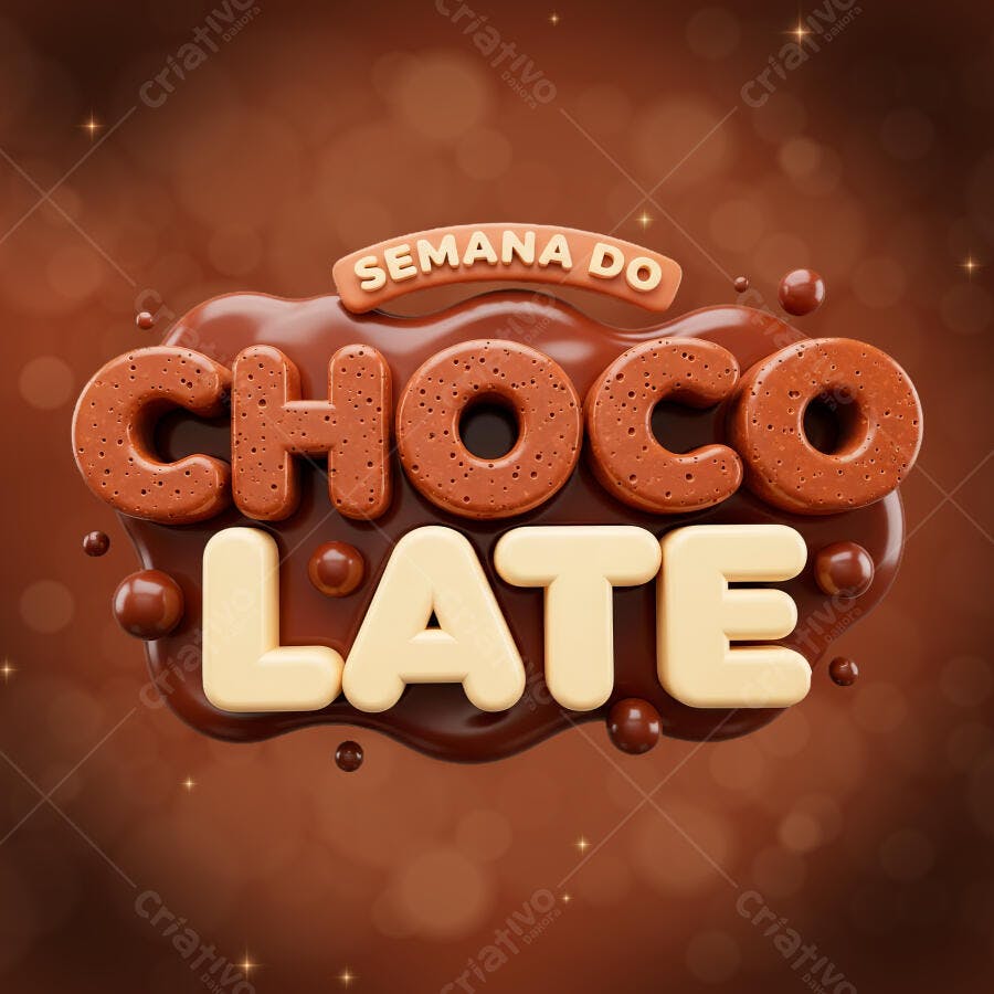 Selo 3D Semana do Chocolate Marrom e Creme PNG