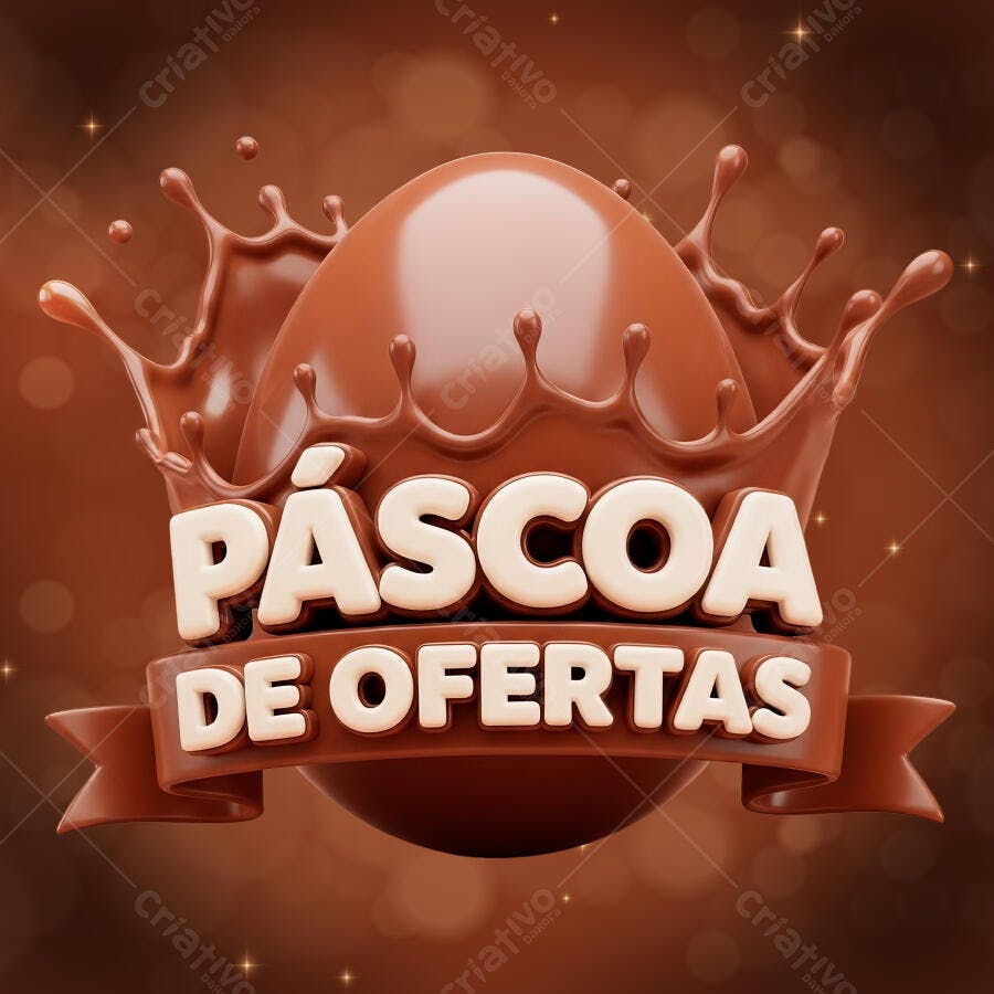 Selo 3D Páscoa de Ofertas Chocolate PNG Transparente