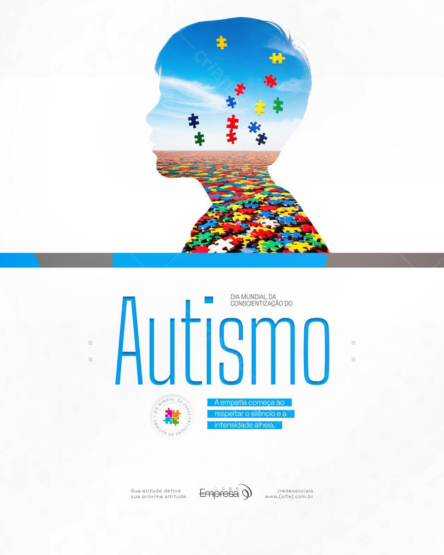Flyer Dia Mundial Conscientização Autismo PSD Editável