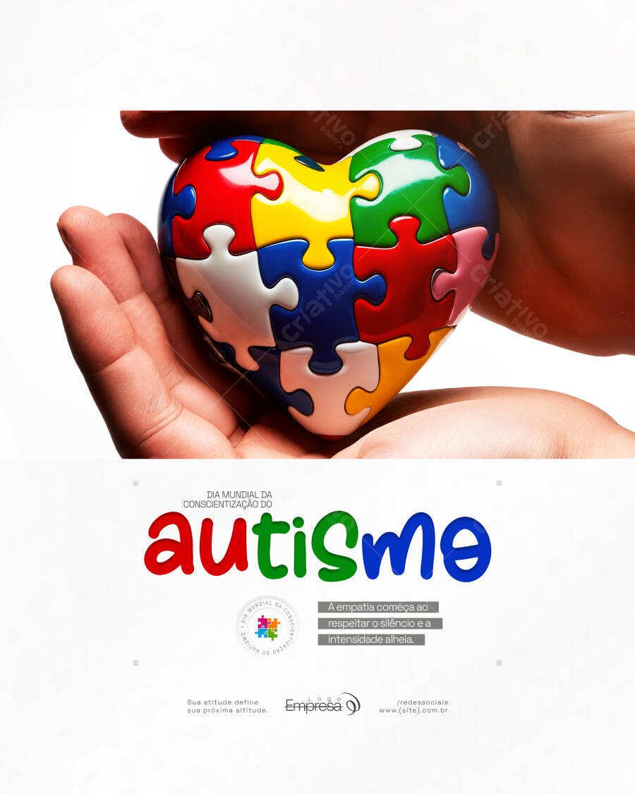 Post Dia Mundial Conscientização Autismo PSD Editável