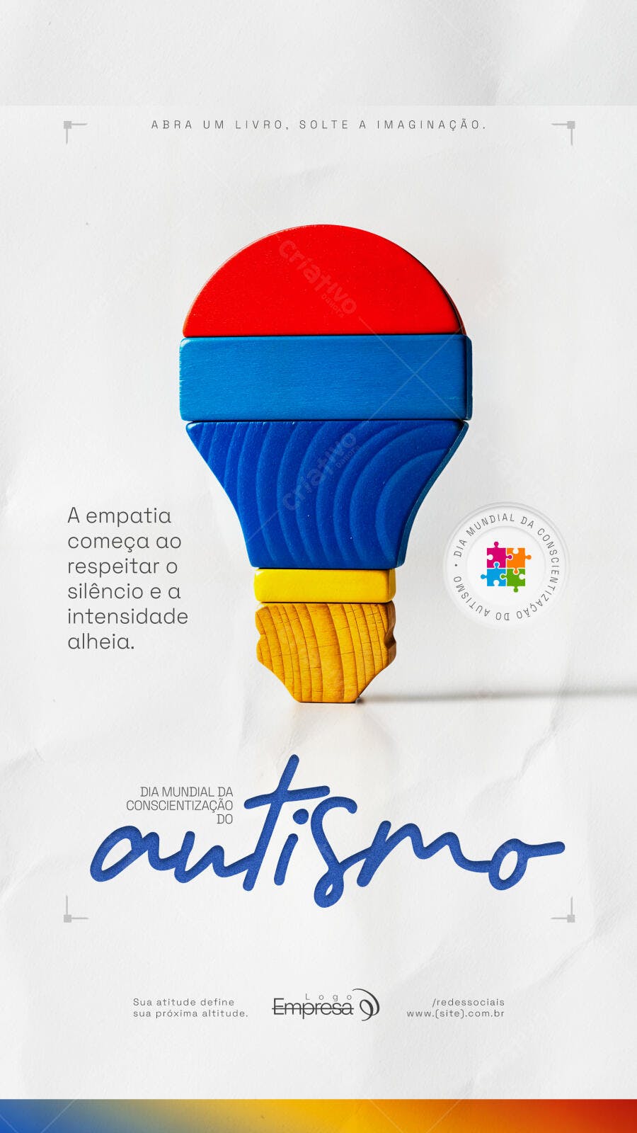 Post Instagram Dia Mundial Conscientização Autismo PSD Editável