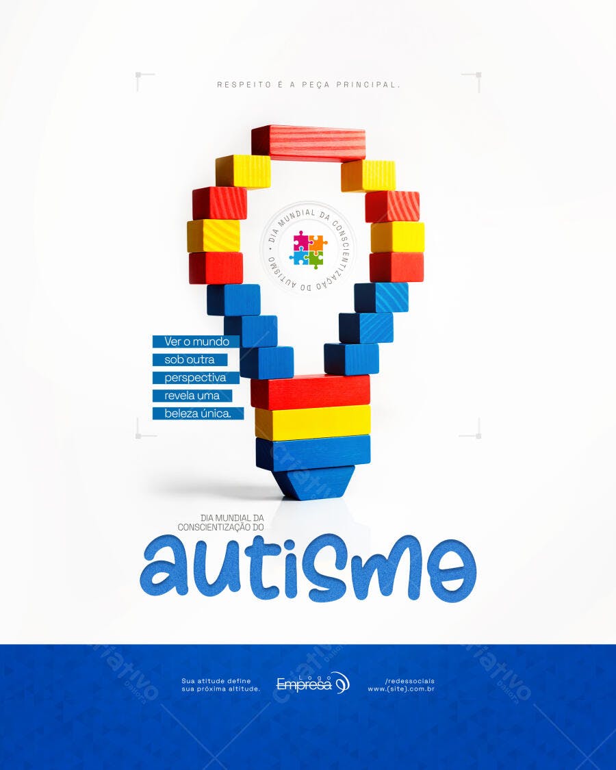 Post Dia Mundial Conscientização Autismo PSD Editável