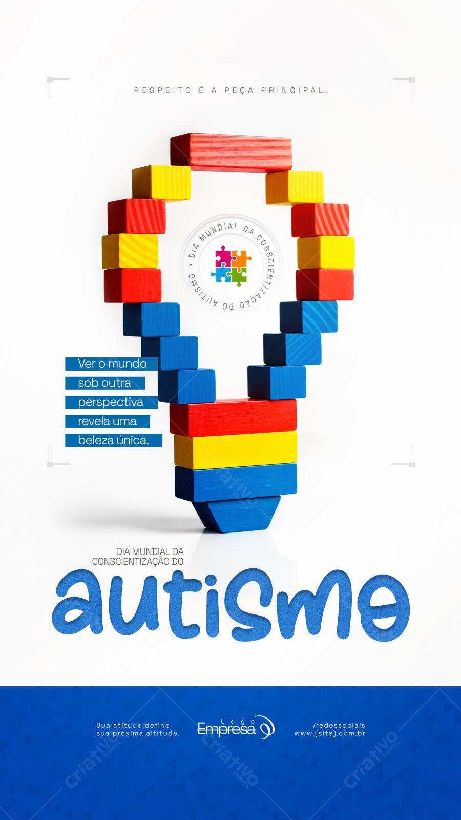 Post Instagram Dia Mundial Conscientização Autismo PSD Editável