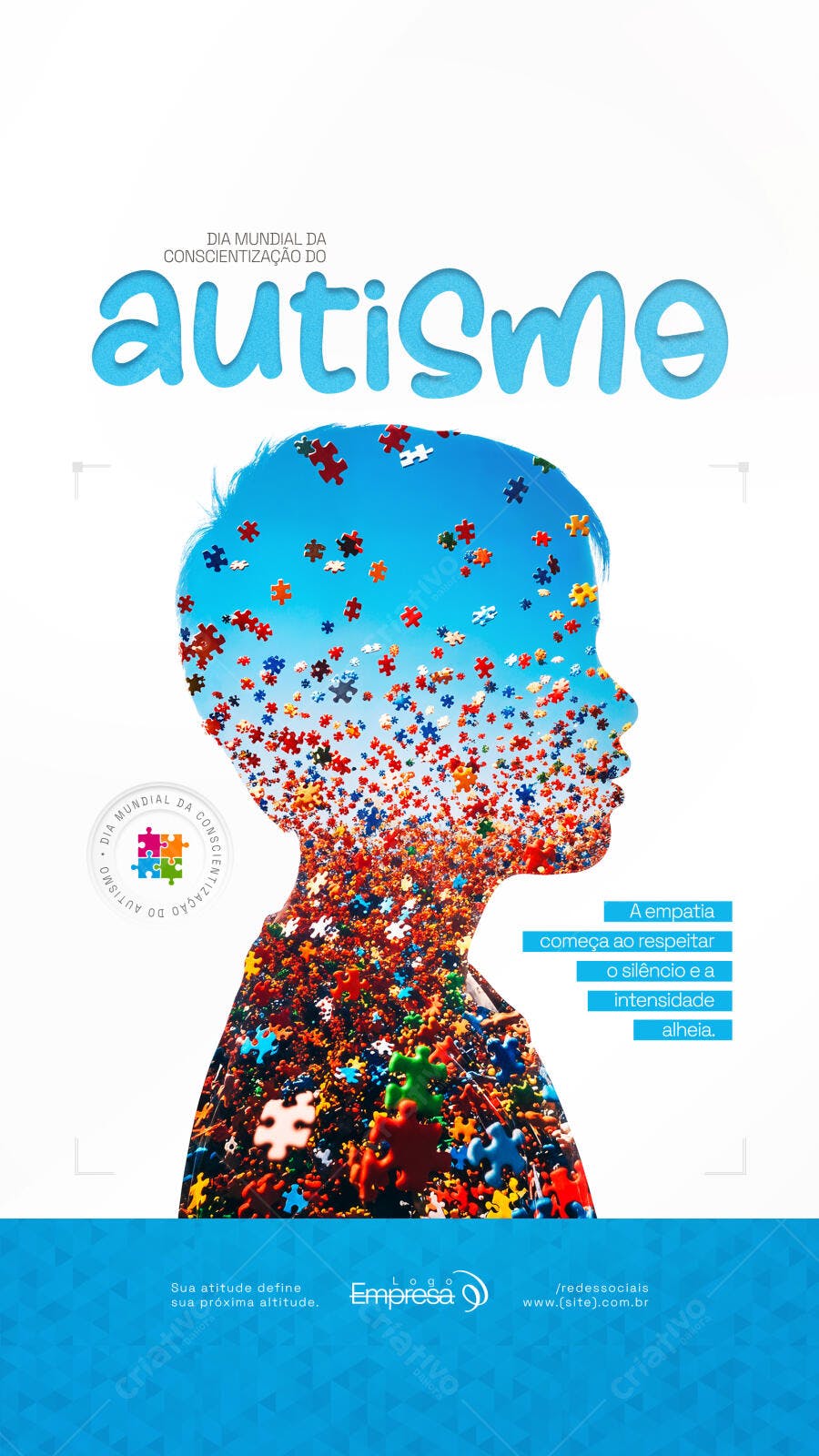 Post Instagram Dia Mundial Conscientização Autismo PSD Editável