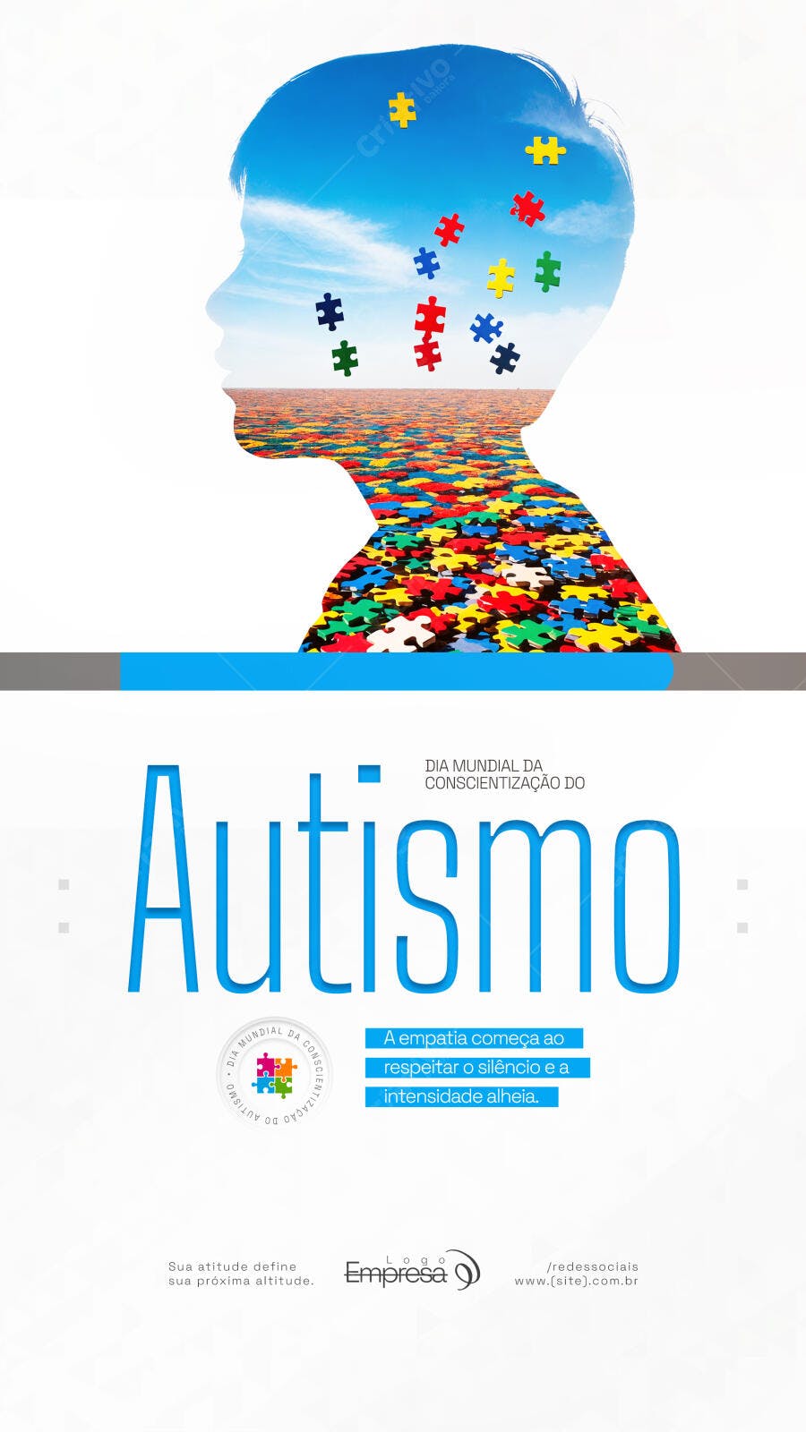 Post Instagram Dia Mundial Conscientização Autismo PSD Editável