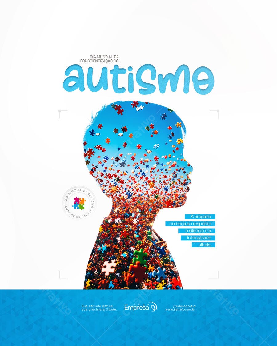 Flyer Dia Mundial Conscientização Autismo PSD Editável