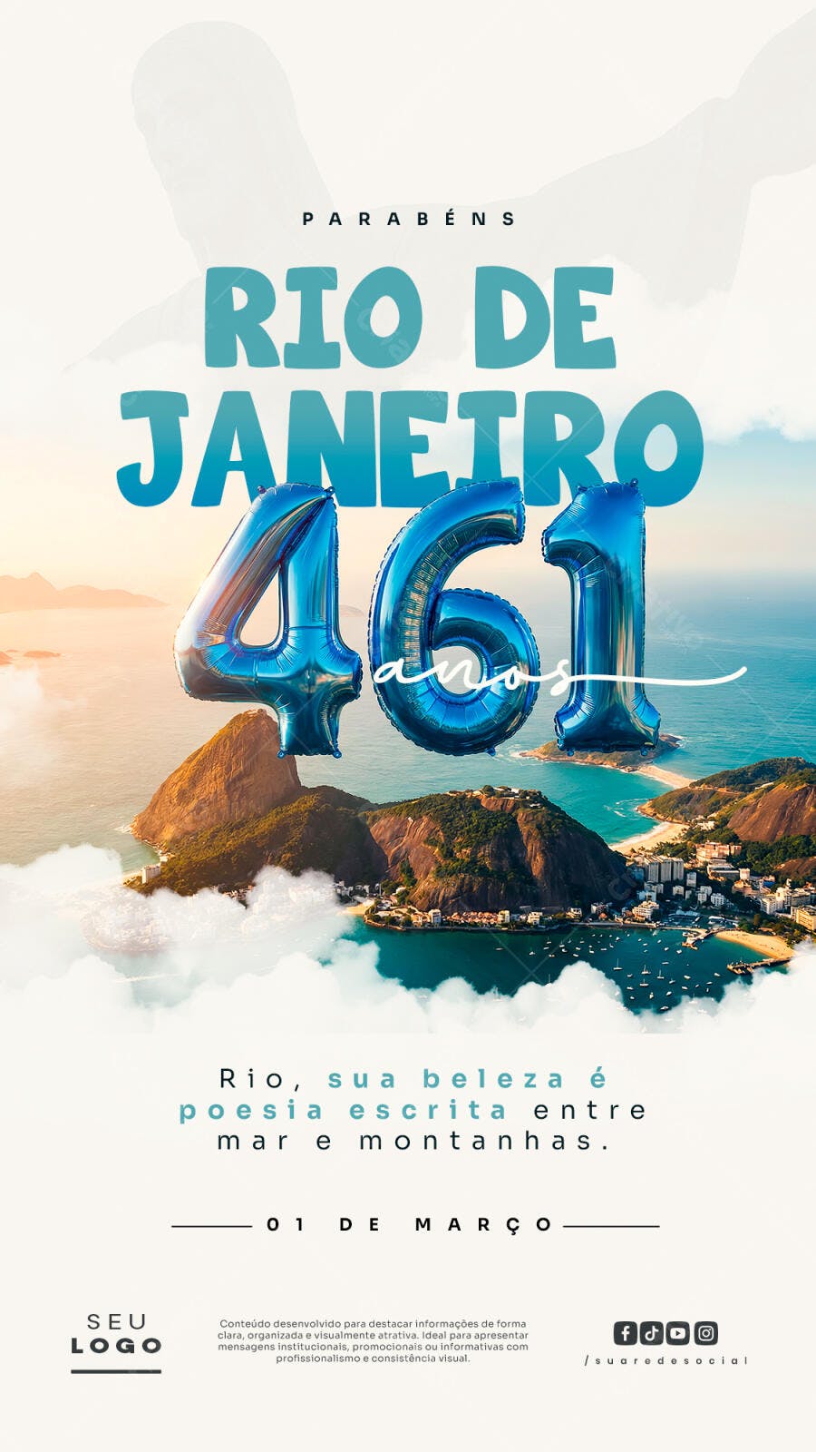 Story Instagram Aniversário Rio de Janeiro 461 Anos PSD Editável
