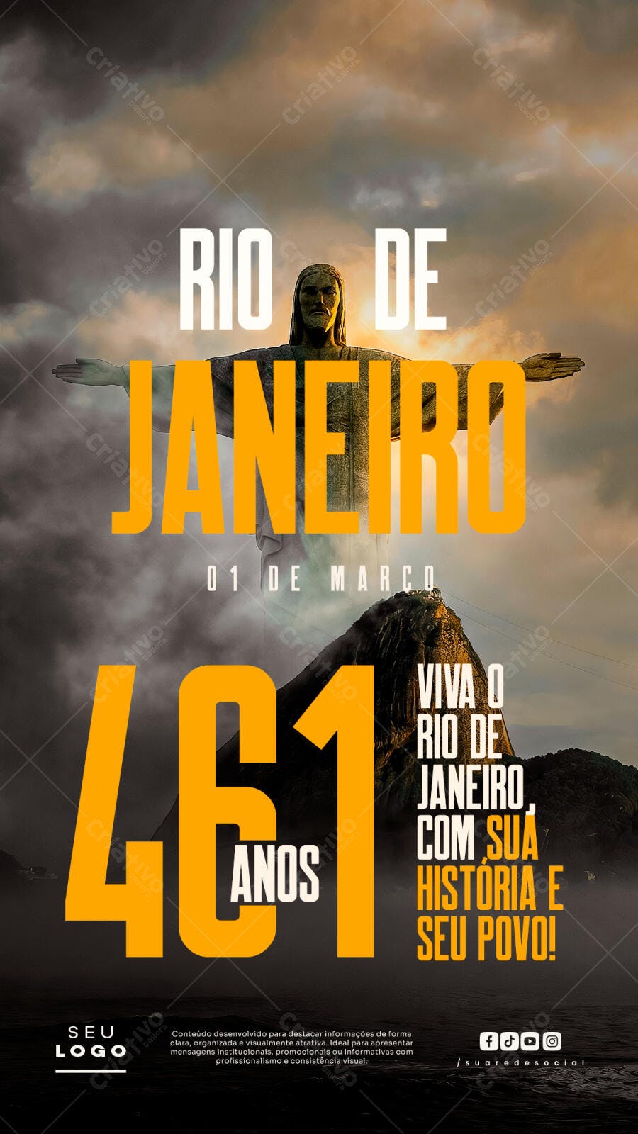 Post Instagram Aniversário Rio de Janeiro 1 de Março PSD Editável