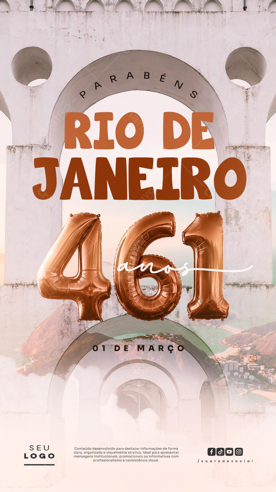 Story Instagram Aniversário Rio de Janeiro 461 Anos PSD Editável