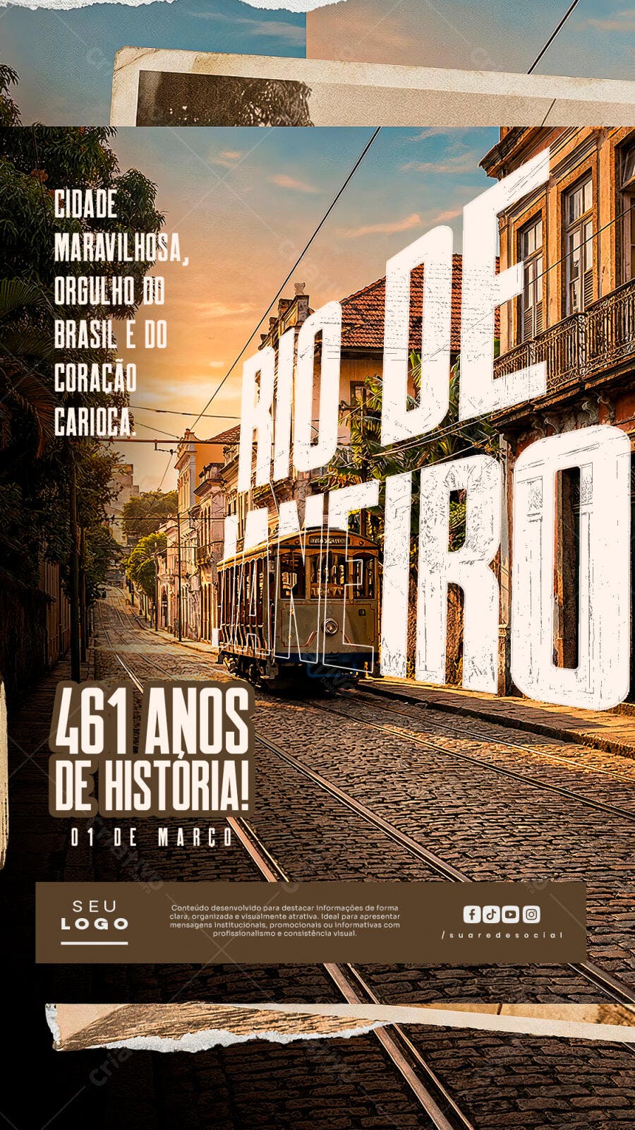 Story Instagram Aniversário Rio de Janeiro PSD Editável