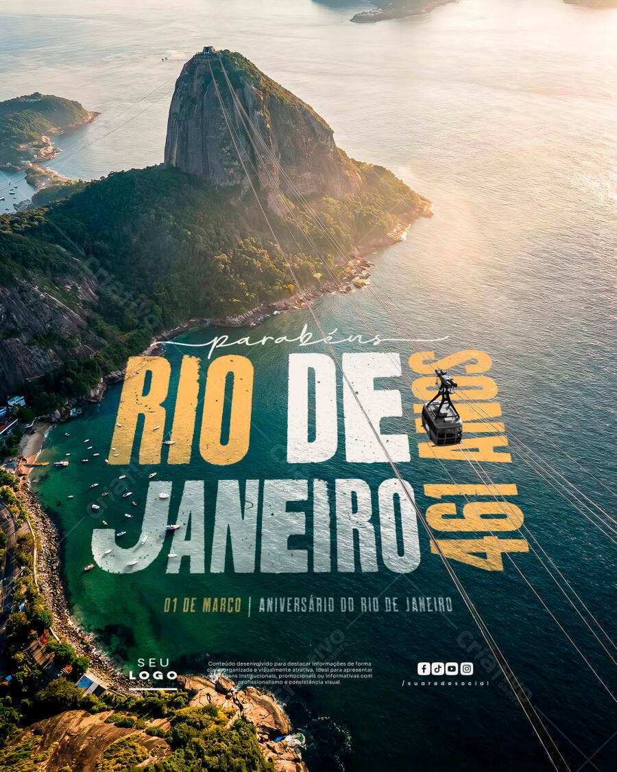 Post Aniversário Rio de Janeiro 01 de Março PSD Editável