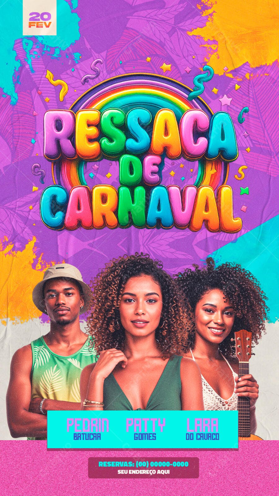 Flyer Ressaca de Carnaval Fevereiro PSD Editável