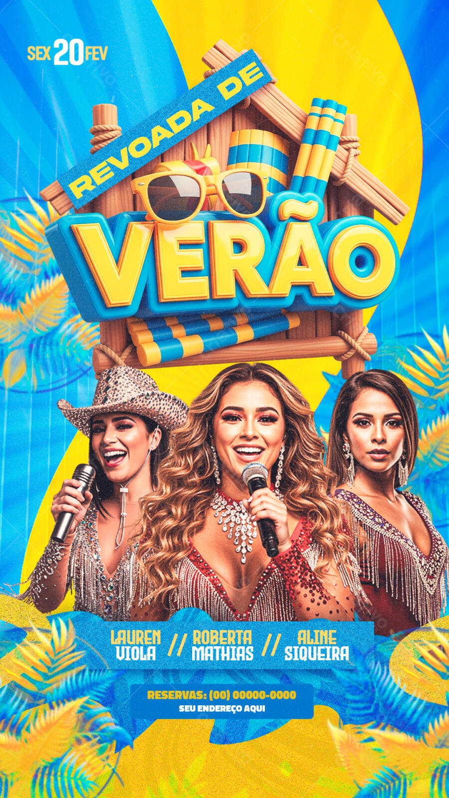 Flyer Revoada de Verão Fevereiro Festa PSD Editável