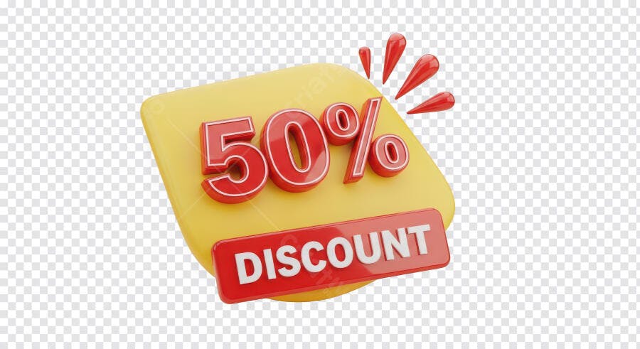 Ícone 3D 50% Desconto Oferta Promoção Marketing Digital