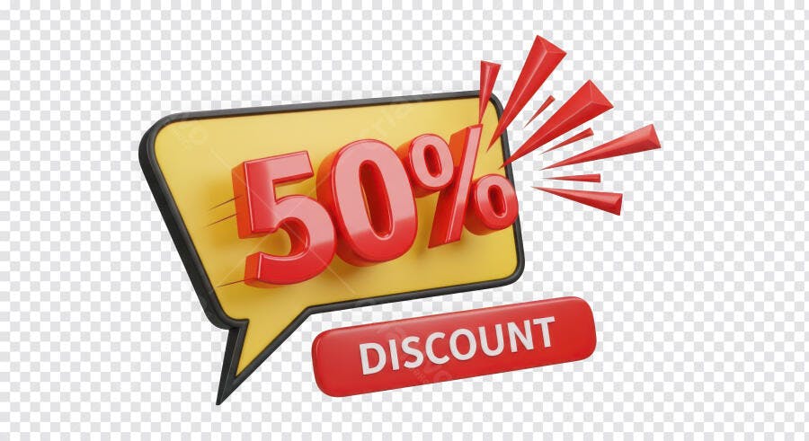 Ícone 3D 50% Desconto Balão de Fala Promoção